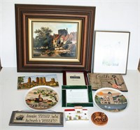 Grouping of Painting, Print, Plates, Plaques