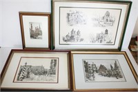Grouping of 4 Numbered Prints