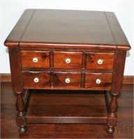 Pine End Table w/ 2-Drawers 25"x25"x24"