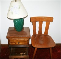 1-Drawer Nite Stand & Table Lamp, Chair - 3 Pcs.
