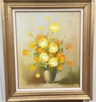 Vase With Orange and Yellow Flowers Famed Art