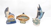 (3) Fish Related Decanters: Dolphin, Trout, Marlin