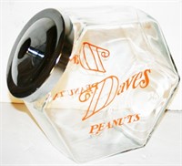Dave's Peanuts Glass Lidded Country Store Jar 11"H