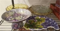 GROUP OF DECORATIVE DISHES, AMBER, MISC