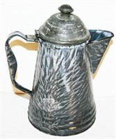 Nice Grey Agate Swirl Tea Pot w/ Lid 8.5"H