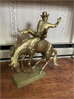 BRONZE STYLE COWBOY BUCKING HORSE STATUE