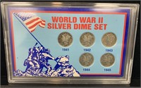 5 Wwii Mercury Silver Dimes Set 1941-1945