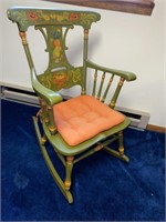 PAINTED GREEN ROCKING CHAIR APPROX 36"