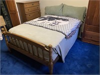 FULL SIZE BED AND FRAME WITH BLACK LAB THROW
