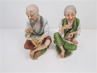 Vintage Porcelain/Ceramic Asian Older Woman,Man