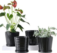 Ton Sin Flower Pots,Black 6 Inch 4pk