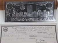 Commemorative 9-11 Silver $20 Bill with COA