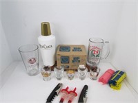 Lot of Various Drinking Items, Shot Glasses, Spear