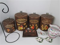Set of 5 Vintage Treasure Craft Ceramic Wood Grain