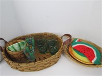 Misc Kitchen Supplies,Woven Baskets with Handles,