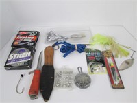 Misc Fishing Supplies Lot,Sinkers,Line,Knife