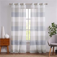 Central Park Gray and Smoke Blue Stripe Sheer