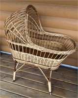 Vintage Wicker Baby Bassinet w/ Cover