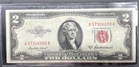 Series 1953 A Two Dollar Note - Red Seal (sticker