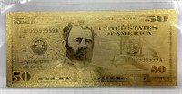 24K Marked Gold Plated Fifty Dollar Note