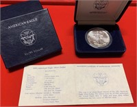 1991 American Silver Eagle Unc In Box W/coa Mint