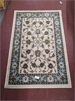 Green and teal rug with rubber backing 30" x 46"