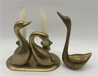BRASS SWAN CANDLE HOLDER