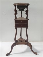 Mahogany plant stand stand with metal insert 32"