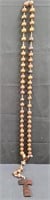 Large carved wood rosary, 60"l.