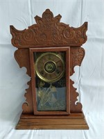 Vintage wood  kitchen clock  with gold-painted