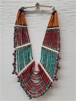 African ceremonial beaded necklace 30"l. , pb