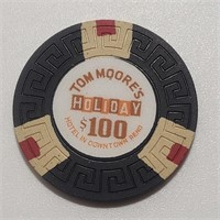 RARE- TOM MOORE'S HOLIDAY $100 CASINO CHIP