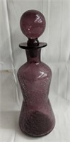 Vintage amethyst crackle glass decanter