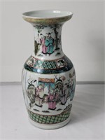 Chinese hand-painted porcelain temple vase 17"h x