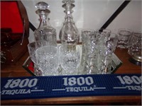 Lead Crystal Decanter Set for Whiskey with 4 Tumb