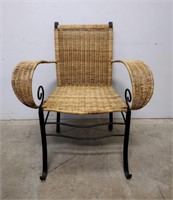 Wicker and Iron Accent Chair