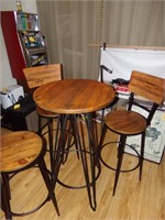 High Top Bar Table with 3 Chairs, 44" Tall Table,