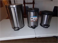 3 Stainless Steel Bathroom Trash Cans
