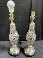 Pair of contemporary metal lamps 5" x 19.5”