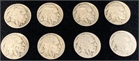 8 Buffalo Nickels1917,26,30,35,& More