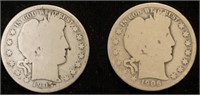 2 Barber Silver Half-dollars 1905 1906