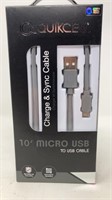 QUICKCELL 10 Foot Micro USB To USB Cable NIB