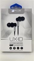 L Plus UX-10 Stereo Earphones With Mic NIB