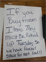 Terms for bidding on food/frozen items