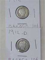 1912 and 1912 D Barber Dimes