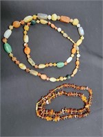 2 Necklaces 1 stone and glass, bakalite necklace