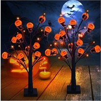 Pumpkin Light up Halloween Trees X2