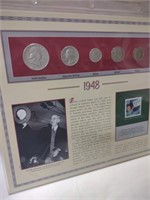 1948 coin sheet including Franklin Half Dollar,