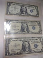 3 1957 Blue Seal Silver Certificates