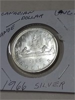 1966 Canadian Canoe silver dollar